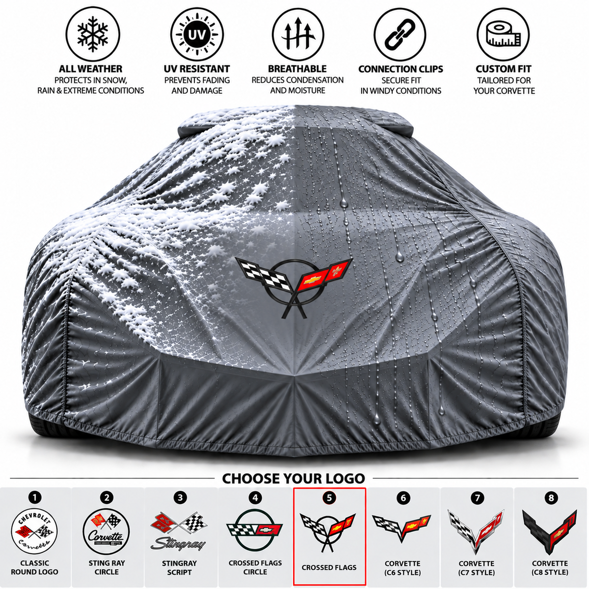 Corvette Waterproof Car Cover Custom Fit C1-C8