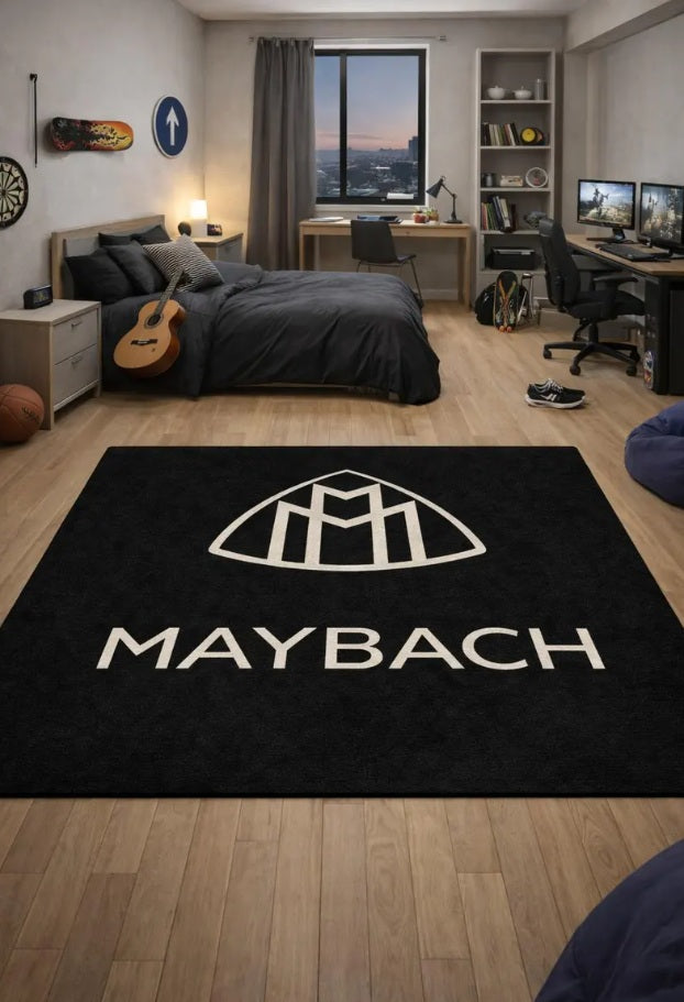 Maybach Garage Floor Mat 5x7 FT (60x87 Inches) Premium Showroom Rug & Wall Decor Luxury Racing Style