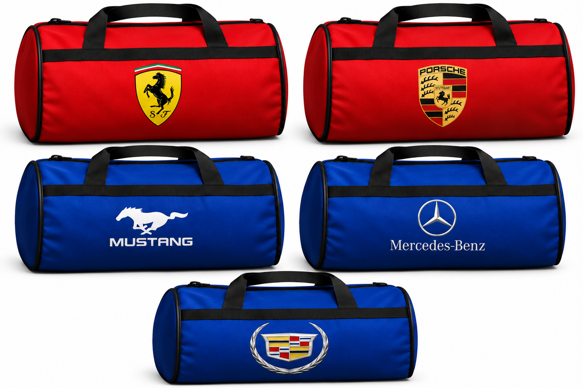 Premium Car Travel Duffel Bag with Custom Logo – 19.7 × 11.8 Inches | Red & Blue