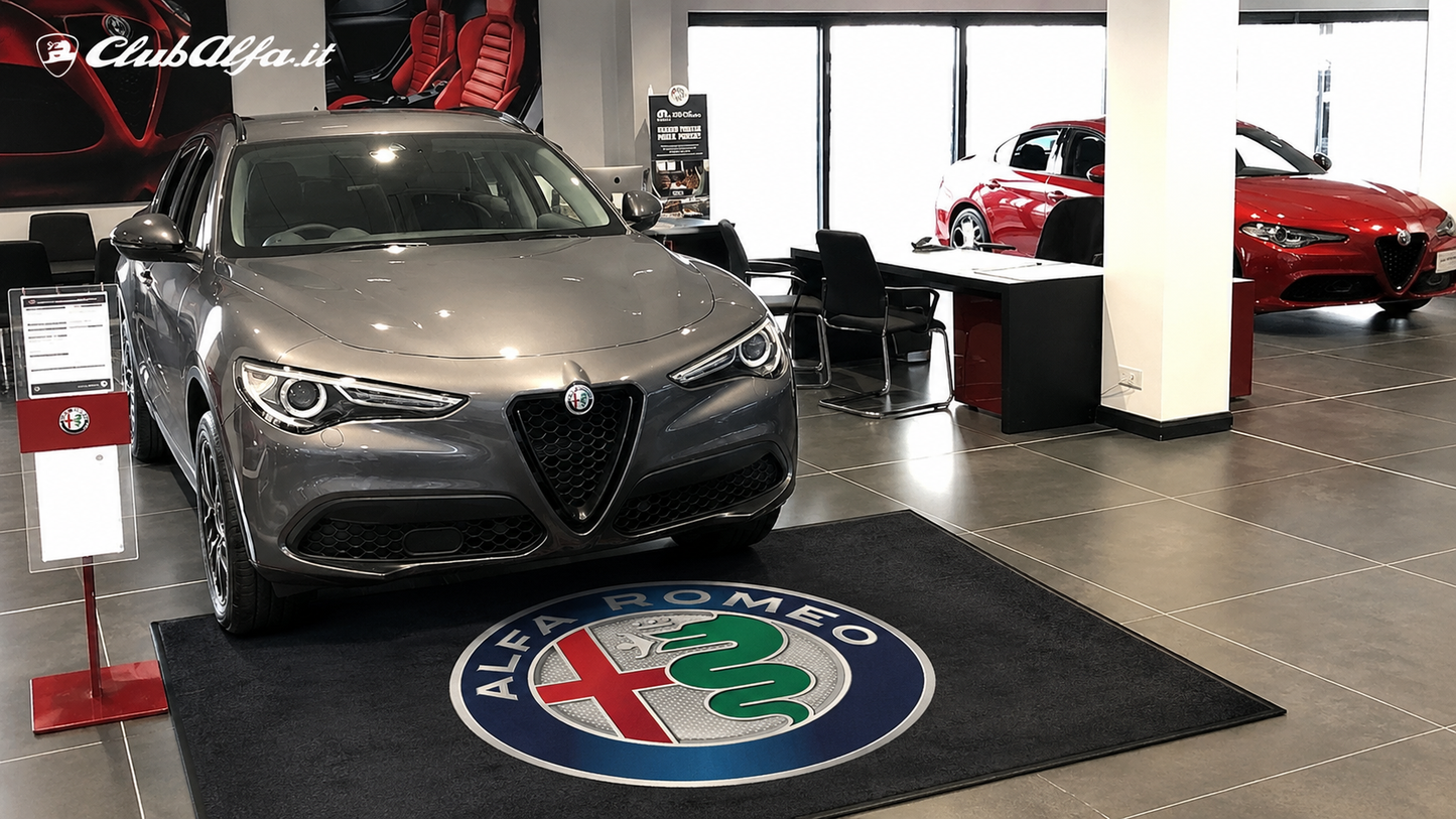 Alfa Romeo Garage Floor Mat 5x7 FT (60x87 Inches) Premium Showroom Rug & Wall Decor Luxury Racing Style