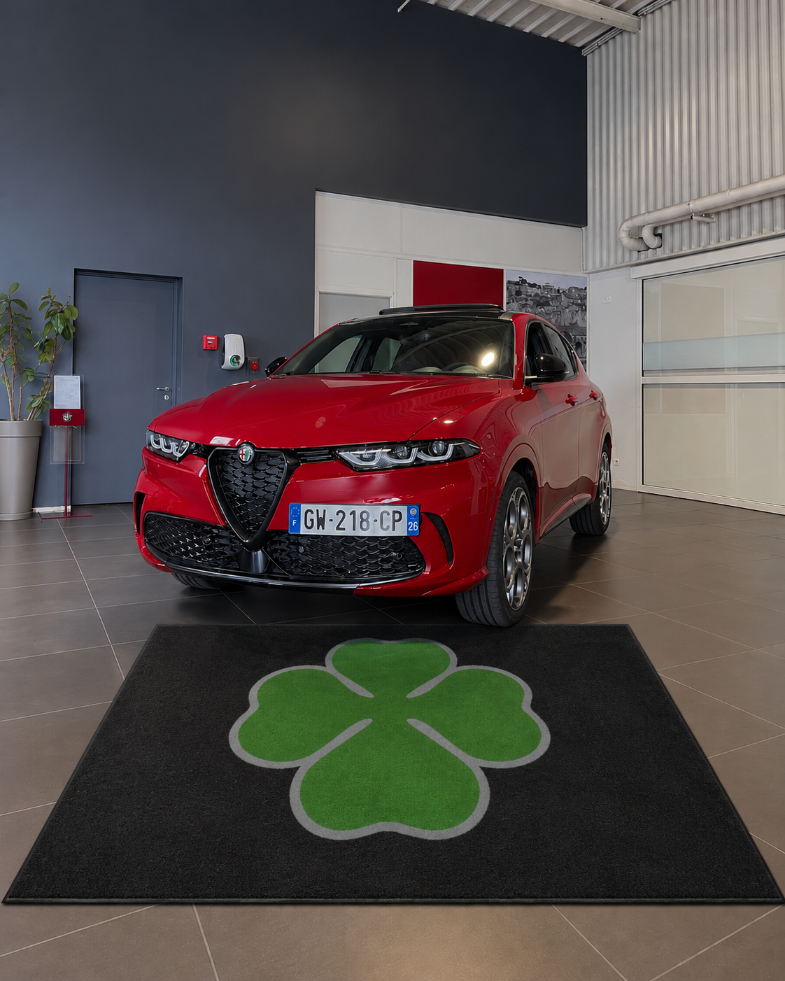 Alfa Romeo Garage Floor Mat 5x7 FT (60x87 Inches) Premium Showroom Rug & Wall Decor
