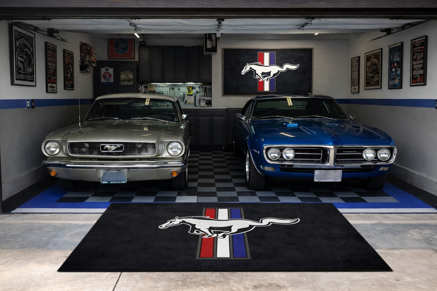 Mustang Garage Floor Mat 5x7 FT (60x87 Inches) Premium Showroom Rug Wall Decor
