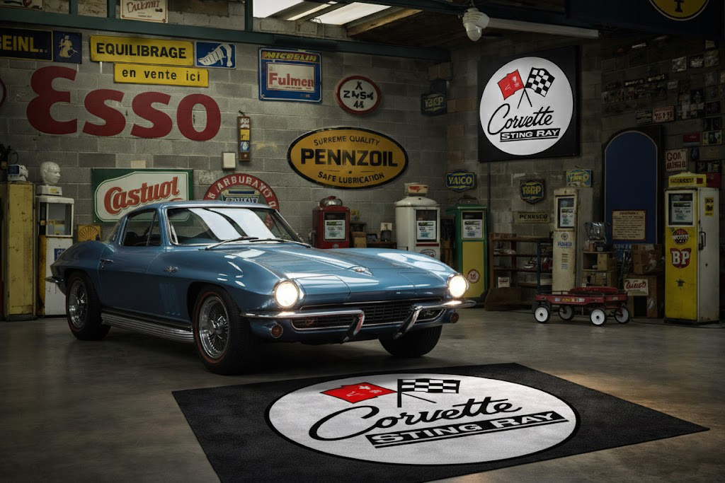 Corvette C2 Rug 60x87 Inches Garage and Home