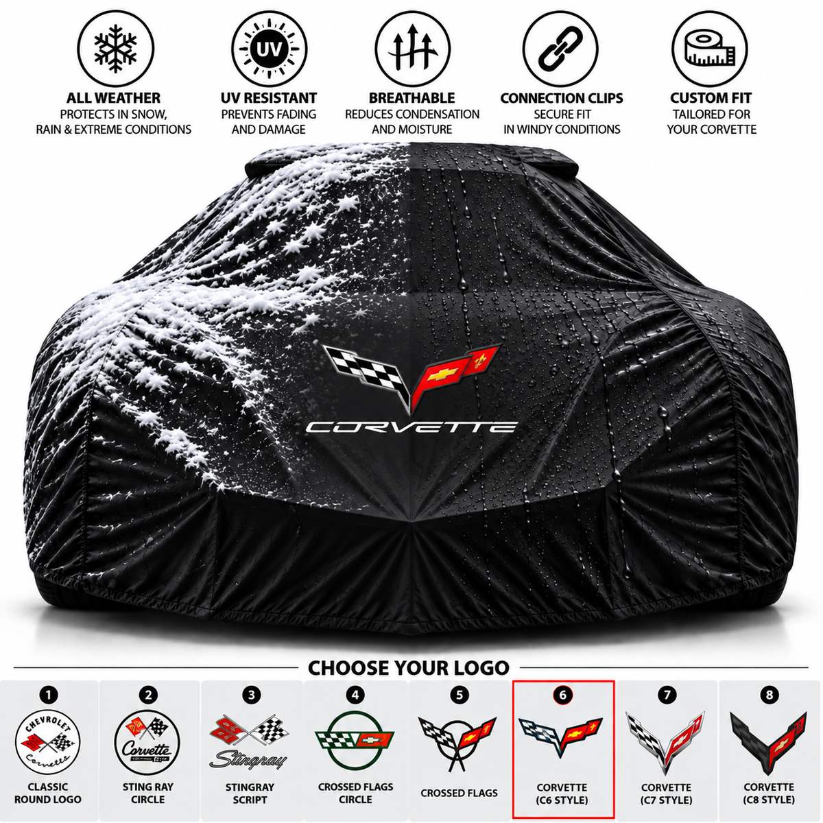 Corvette Waterproof Car Cover Custom Fit C1-C8