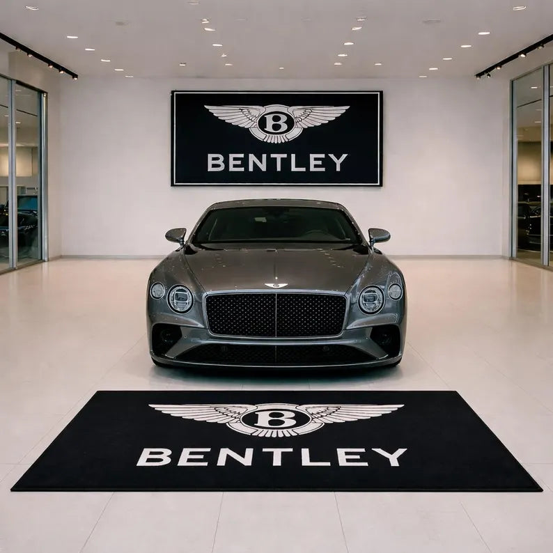 Bentley Garage Floor Mat 5x7 FT (60x87 Inches) Premium Showroom Rug & Wall Decor Luxury Racing Style