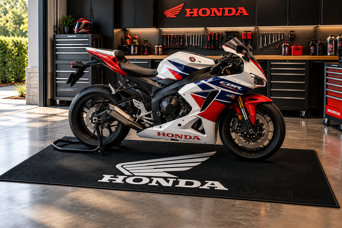 Honda Motorcycle Cover & Garage Rug Bundle – Indoor or Outdoor