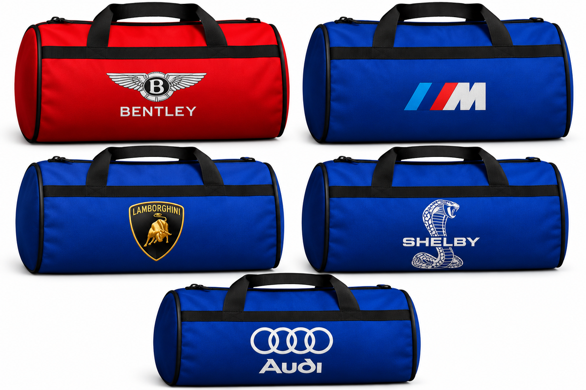 Premium Car Travel Duffel Bag with Custom Logo – 19.7 × 11.8 Inches | Red & Blue