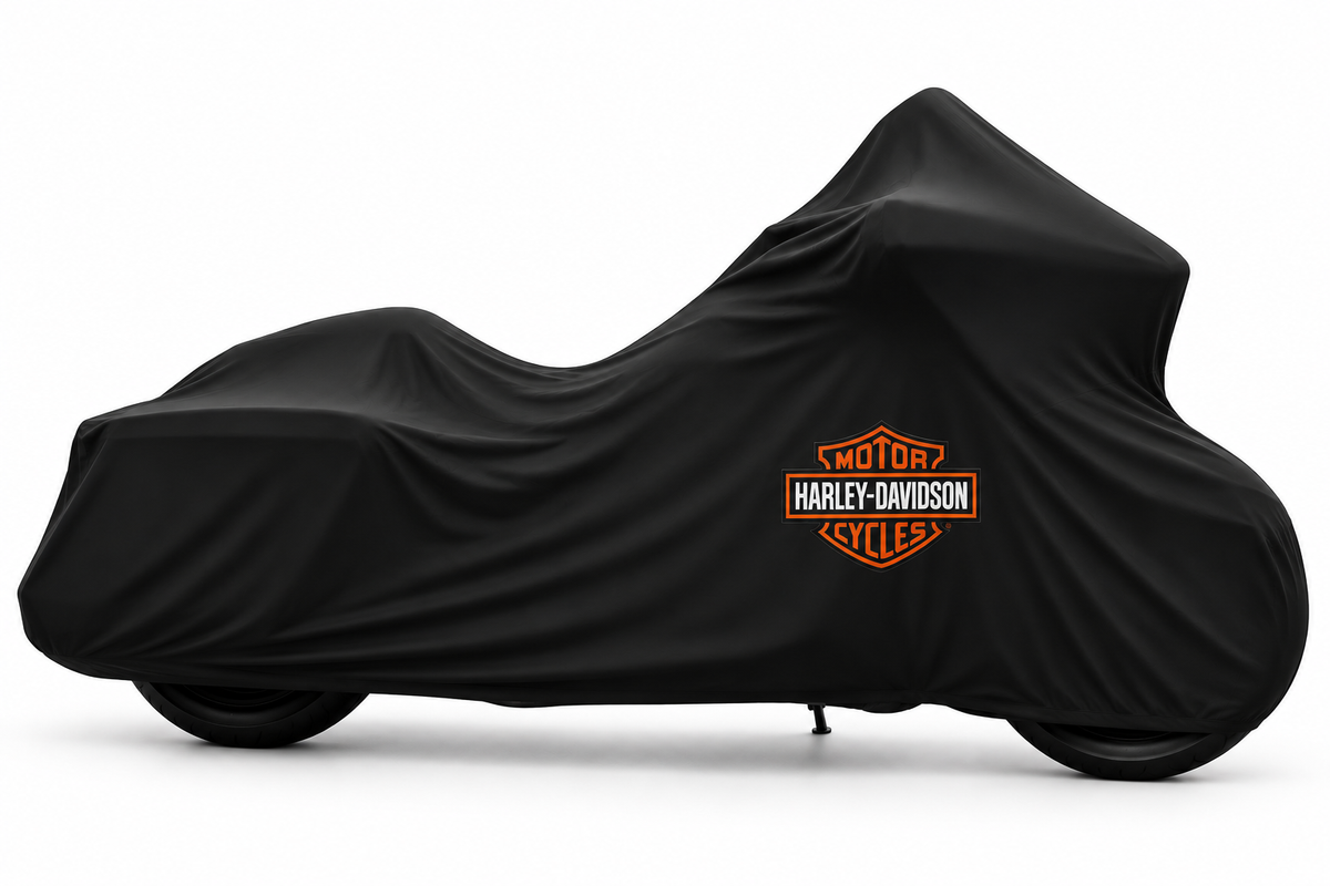 Harley Davidson Motorcycle Cover & Garage Rug Bundle – Custom Fit Indoor or Waterproof Outdoor Cover