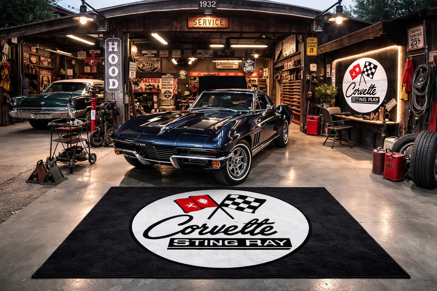 Corvette C2 Rug 60x87 Inches Garage and Home