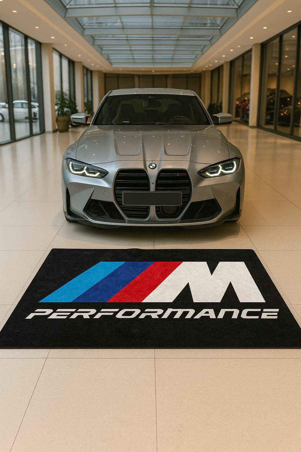 BMW M Performance Garage Floor Mat 5x7 FT (60x87 Inches) Premium Showroom Rug & Wall Decor Luxury Racing Style