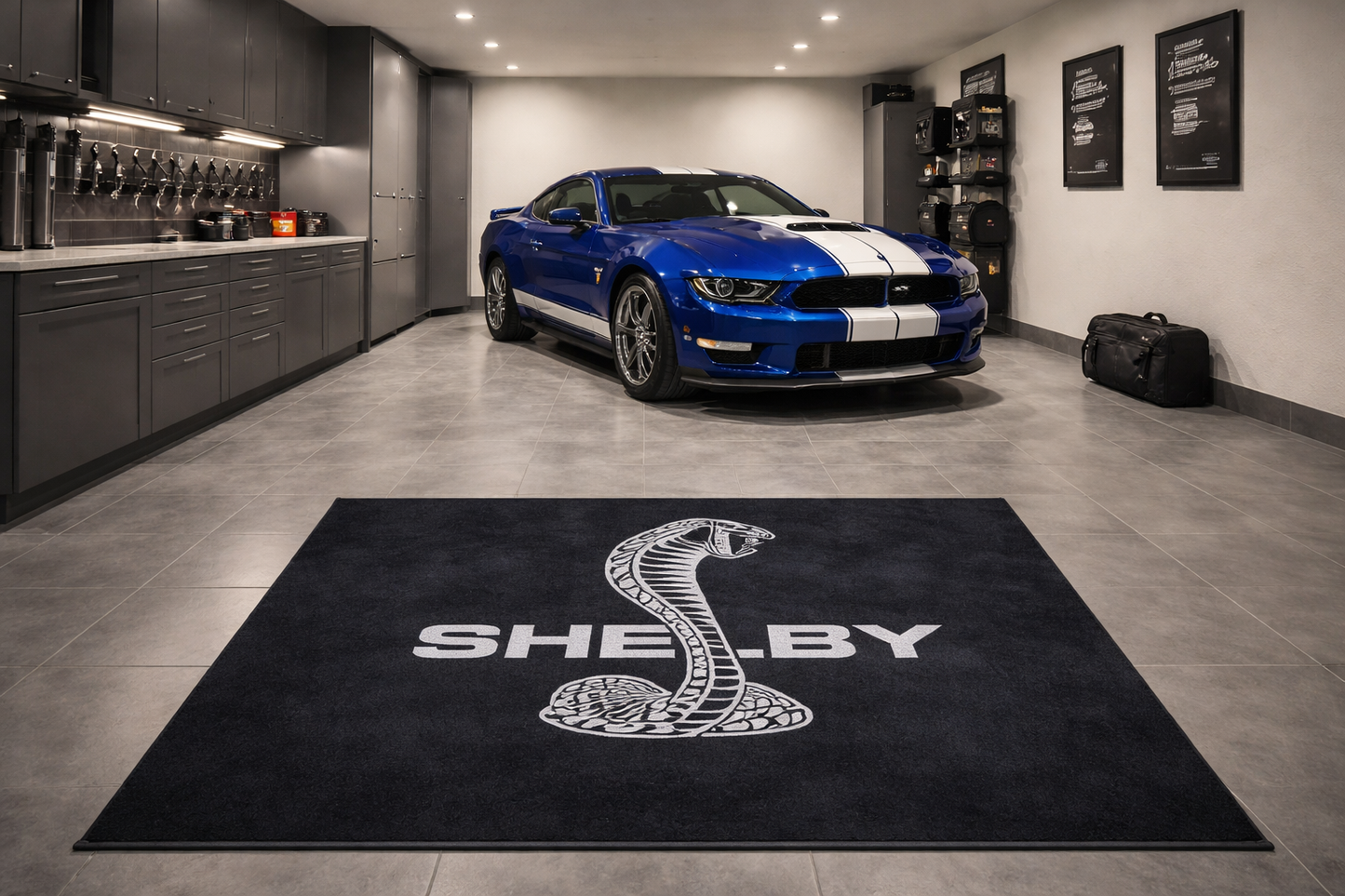 Shelby Garage Floor Mat 5x7 FT (60x87 Inches) Premium Showroom Rug & Wall Decor Luxury Racing Style