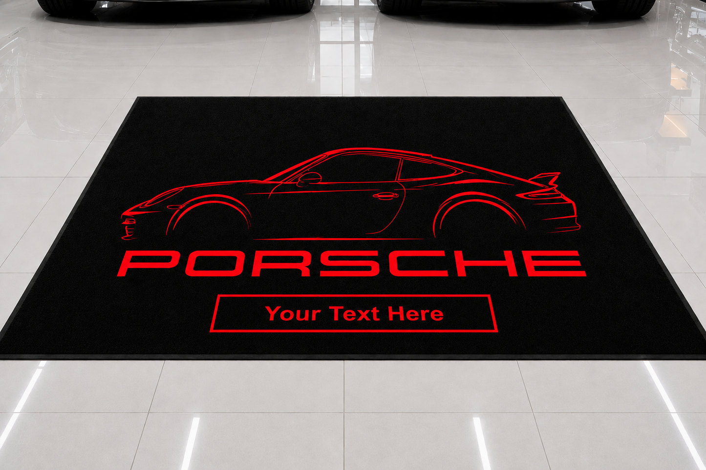 Porsche Rug Floor Mat For Garage Home Wall Decor with Custom TEXT