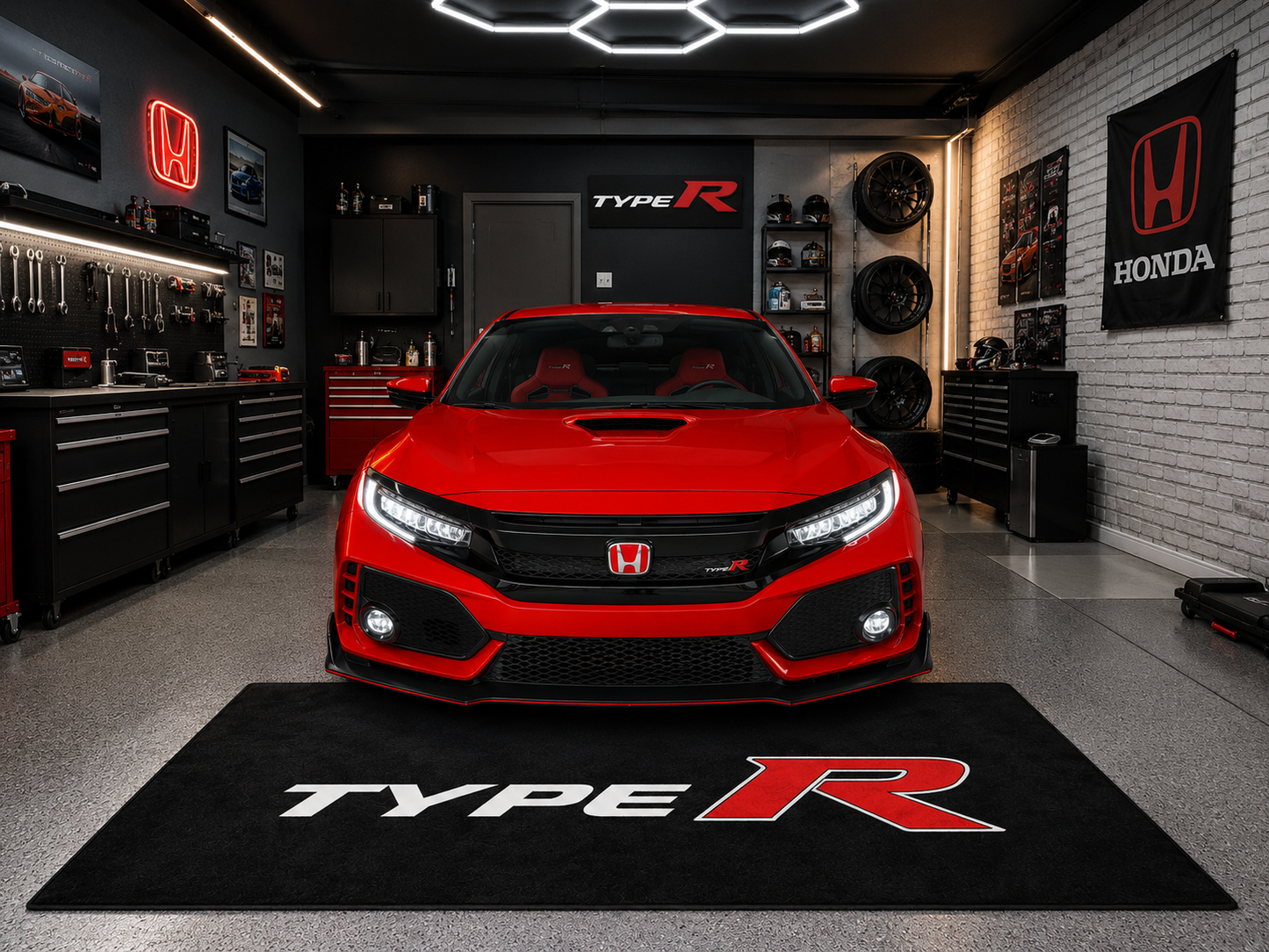 Honda Type-R Garage Floor Mat – Premium Parking Mat 60x87 Inches