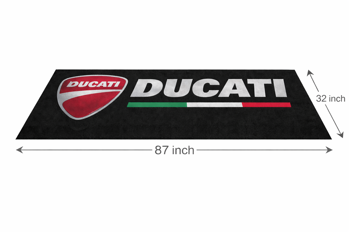 Ducati Motorcycle Garage Floor Mat 32x87 Inches Premium Showroom Rug & Wall Decor Racing Style Bike Carpet