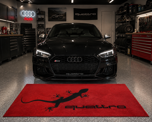 Audi Quattro Garage Floor Mat 5x7 FT (60x87 Inches) Showroom Rug