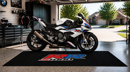 BMW S1000RR Motorcycle Garage Floor Mat 32x87 Inches Showroom Rug