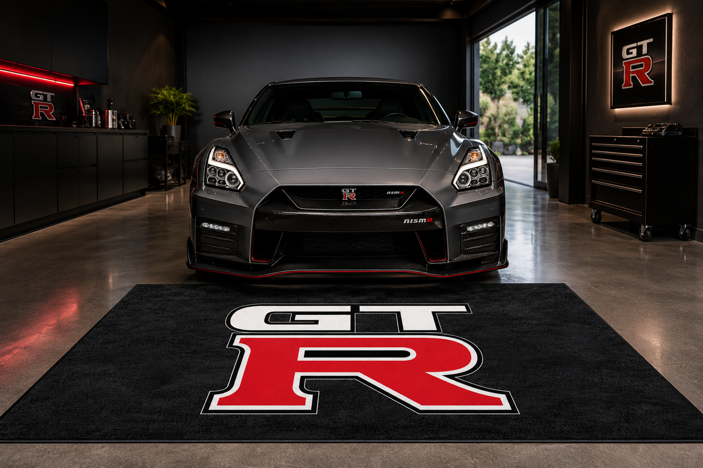GTR Garage Floor Mat 5x7 FT (60x87 Inches) Premium Showroom Rug & Wall Decor Luxury Racing Style