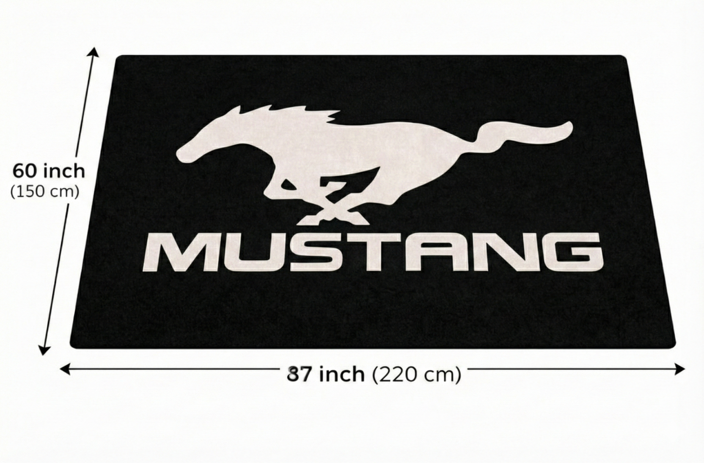 Mustang Garage Floor Mat 5x7 FT (60x87 Inches) Premium Showroom Rug & Wall Decor Luxury Racing Style