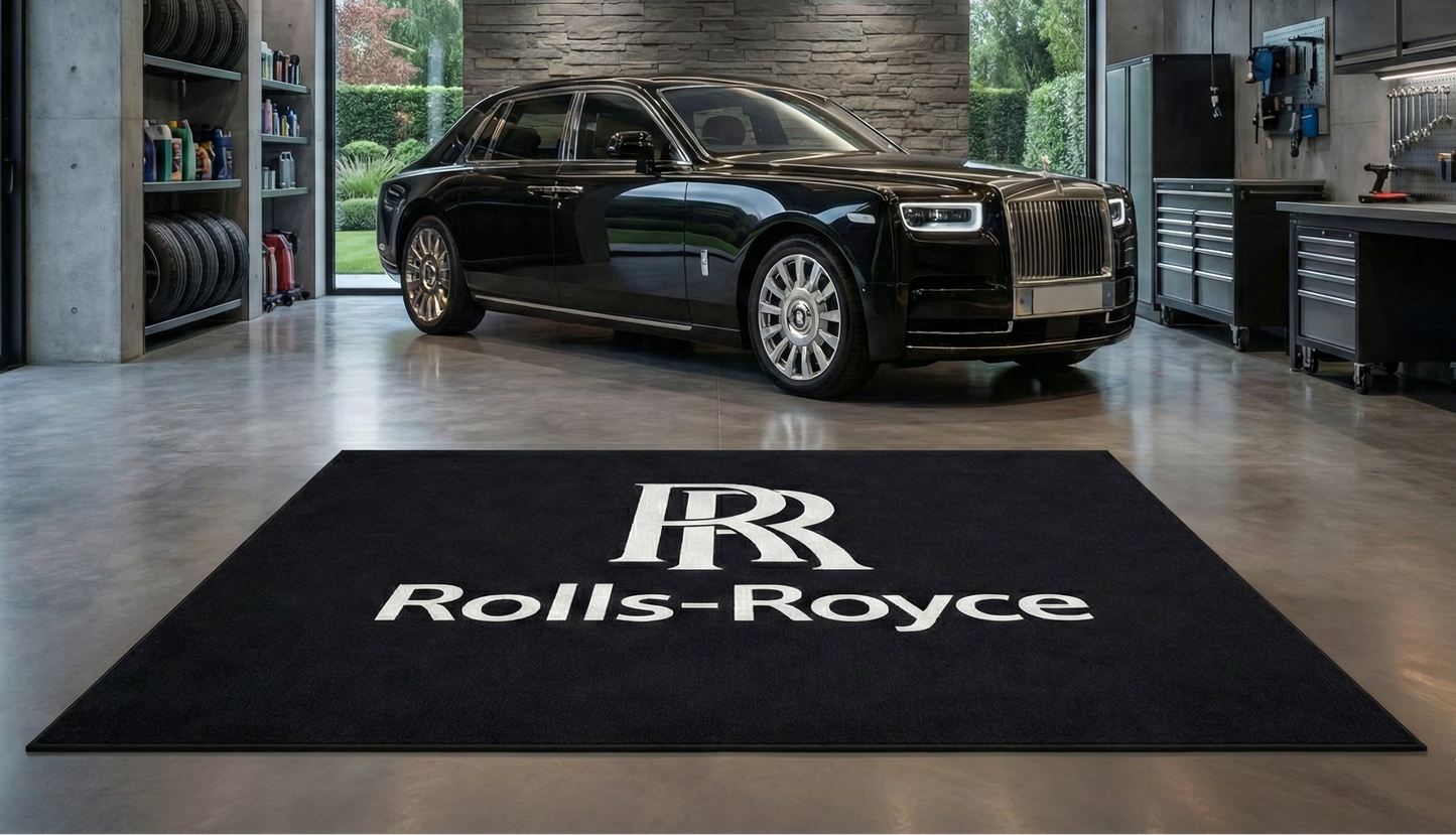 Rolls Royce Garage Floor Mat 5x7 FT (60x87 Inches) Premium Showroom Rug & Wall Decor Luxury Racing Style