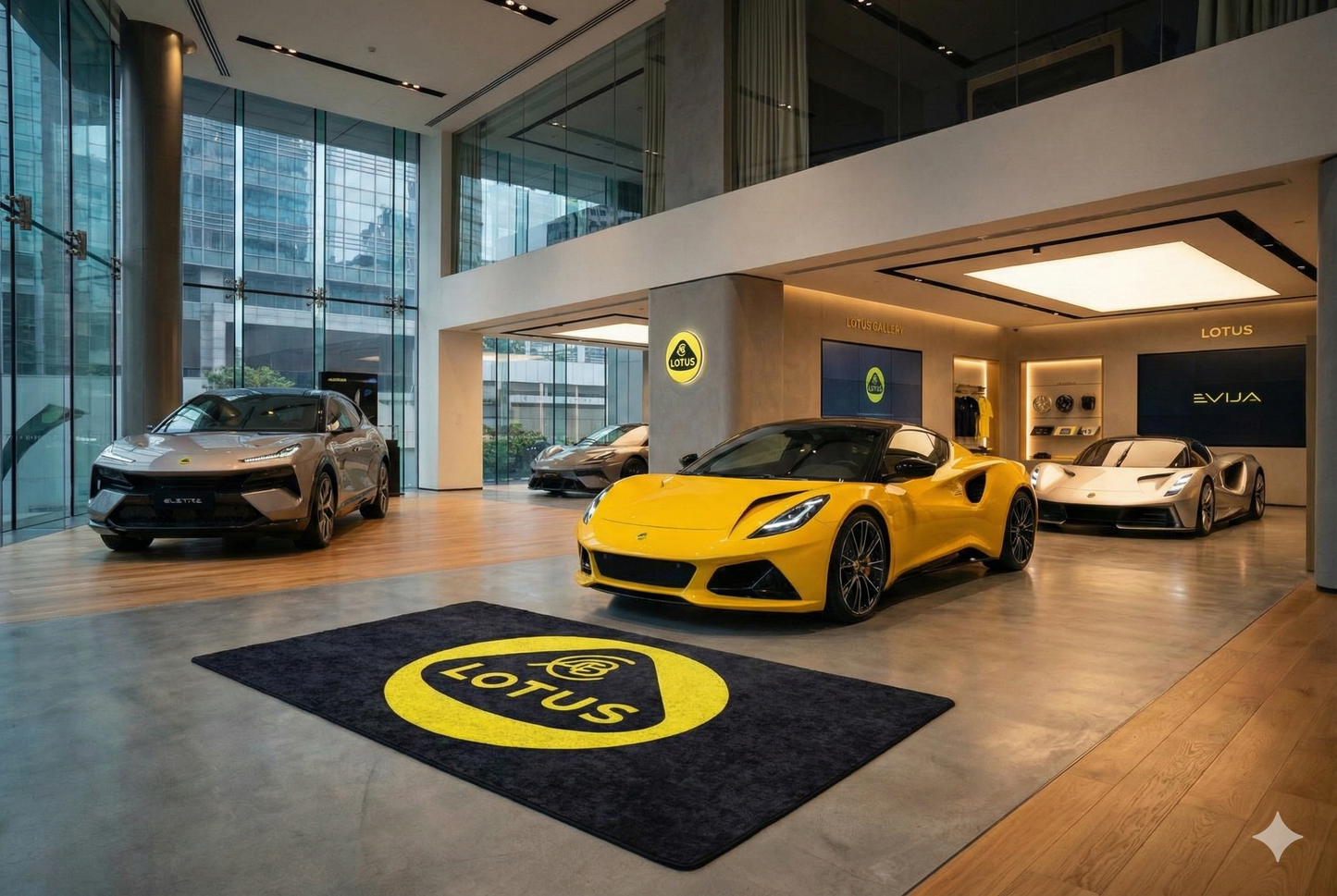 Lotus Garage Floor Mat 5x7 FT (60x87 Inches) Premium Showroom Rug & Wall Decor Luxury Racing Style