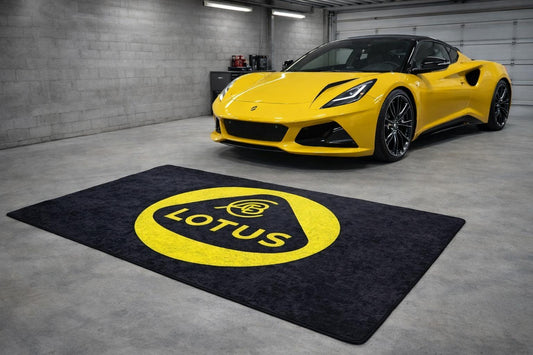 Lotus Garage Floor Mat 5x7 FT (60x87 Inches) Premium Showroom Rug & Wall Decor Luxury Racing Style