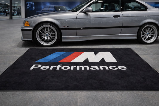 BMW M Performance Garage Floor Mat 5x7 FT (60x87 Inches) Premium Showroom Rug & Wall Decor Luxury Racing Style