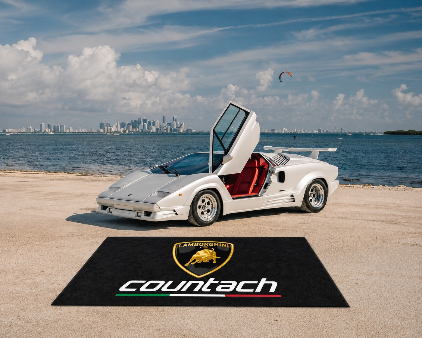 Lamborghini Garage Floor Mat 5x7 FT (60x87 Inches) Premium Showroom Rug & Wall Decor Luxury Racing Style