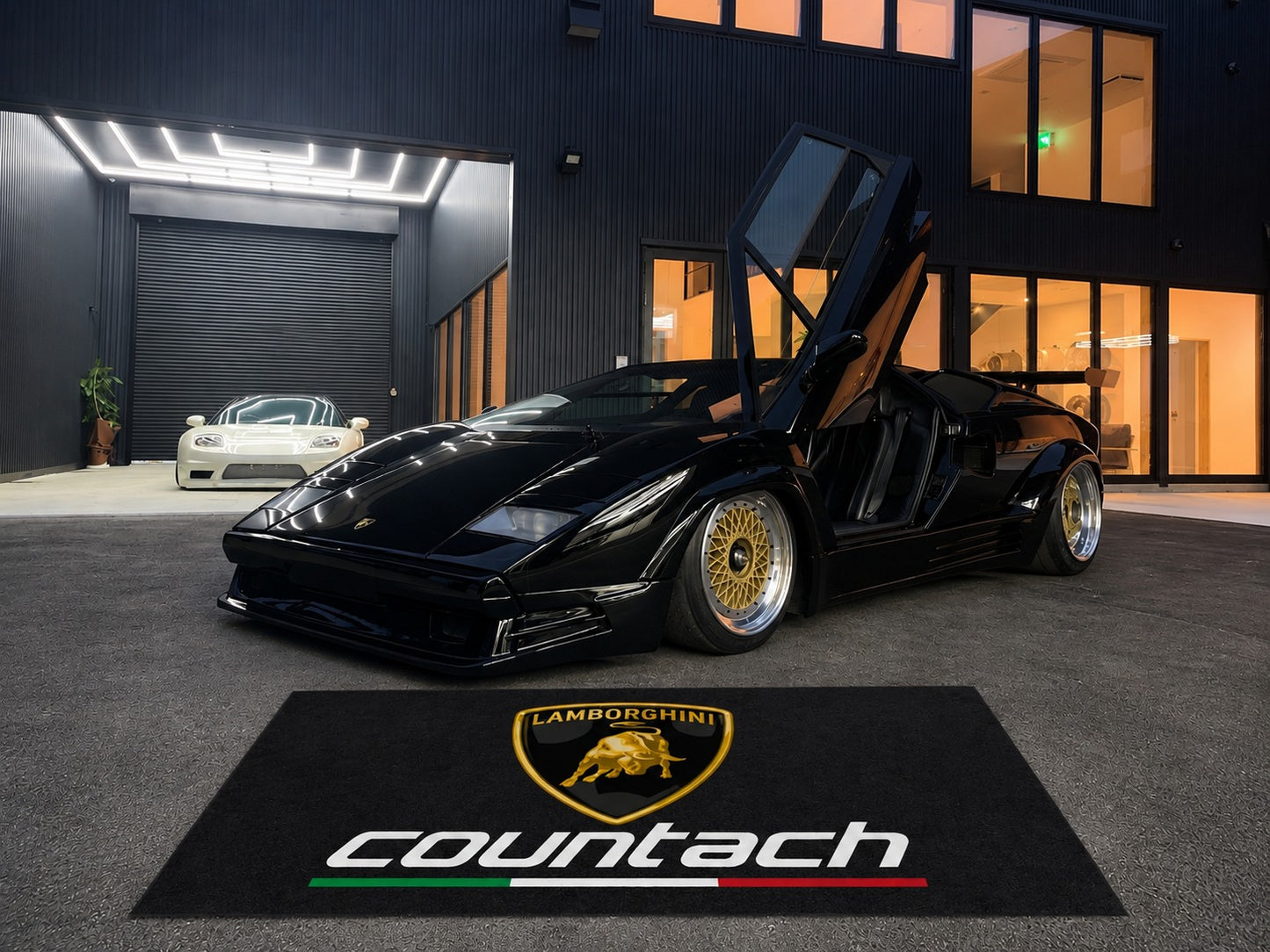Lamborghini Garage Floor Mat 5x7 FT (60x87 Inches) Premium Showroom Rug & Wall Decor Luxury Racing Style