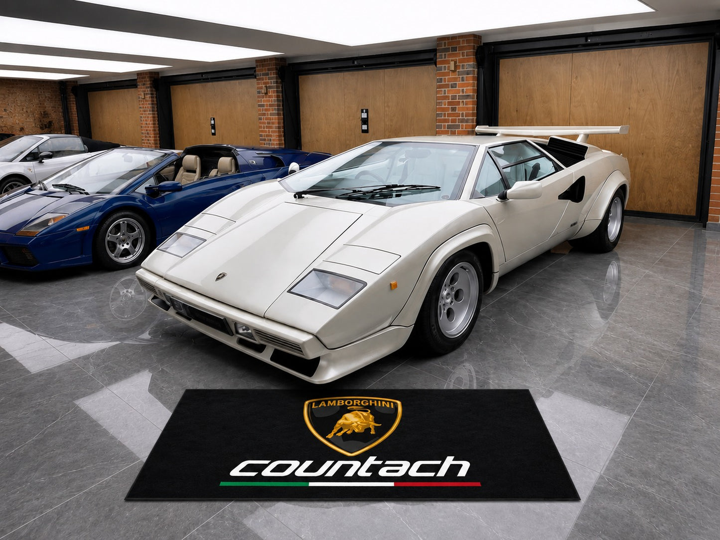 Lamborghini Garage Floor Mat 5x7 FT (60x87 Inches) Premium Showroom Rug & Wall Decor Luxury Racing Style