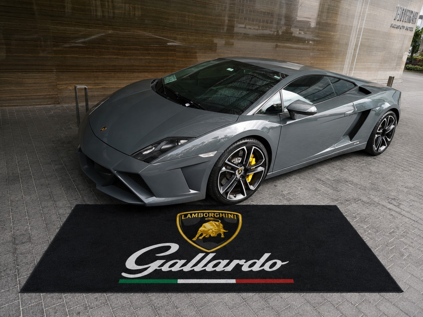 Lamborghini Garage Floor Mat 5x7 FT (60x87 Inches) Premium Showroom Rug & Wall Decor Luxury Racing Style
