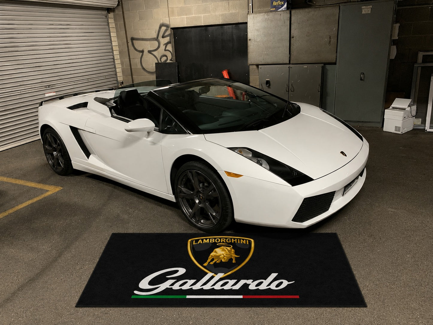 Lamborghini Garage Floor Mat 5x7 FT (60x87 Inches) Premium Showroom Rug & Wall Decor Luxury Racing Style