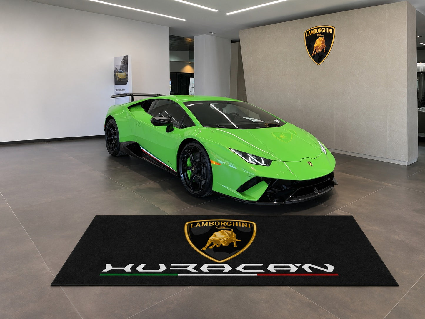 Lamborghini Garage Floor Mat 5x7 FT (60x87 Inches) Premium Showroom Rug & Wall Decor Luxury Racing Style