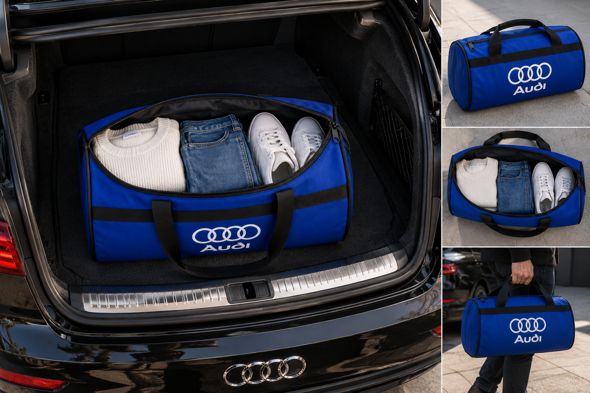 Premium Car Travel Duffel Bag with Custom Logo – 19.7 × 11.8 Inches | Red & Blue