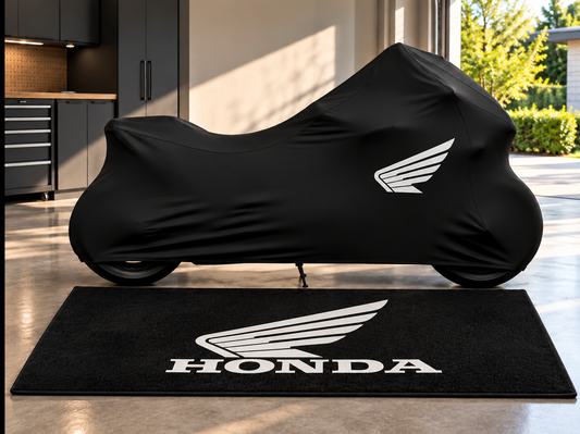 Honda Motorcycle Cover & Garage Rug Bundle – Indoor or Outdoor