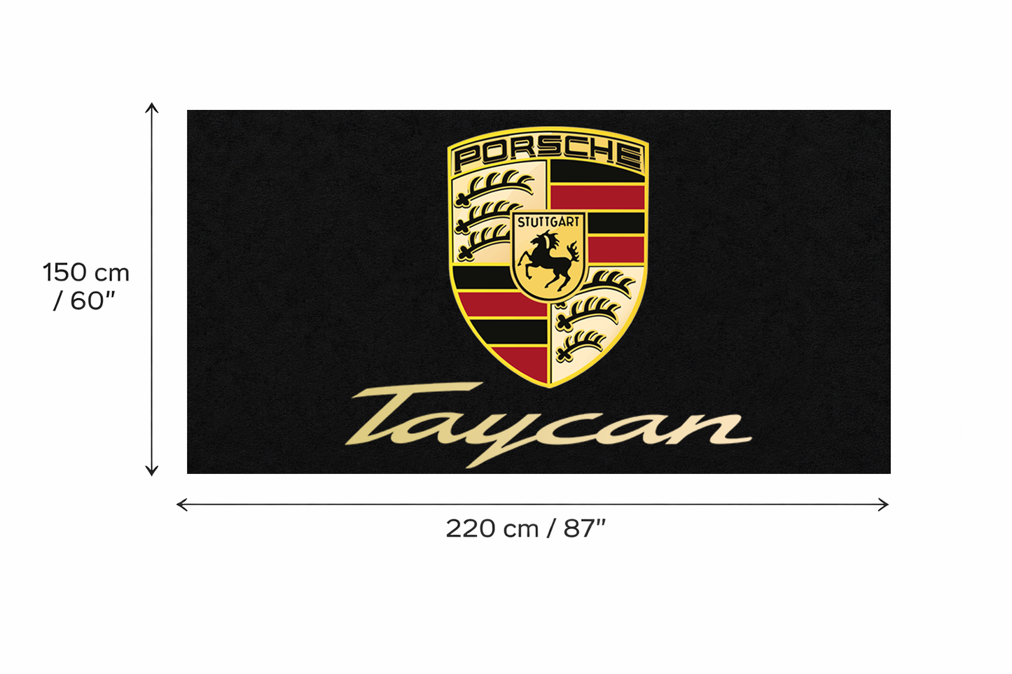 Porsche Taycan Garage Floor Mat 5x7 FT (60x87 Inches) Premium Showroom Rug Wall Decor